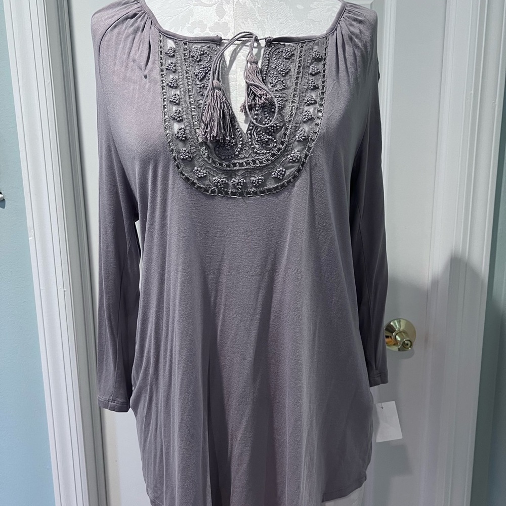 SOFT JOIE by JOIE Blouse Women Size M NWT Dolphin Grey Lavender Long Sleeve Top